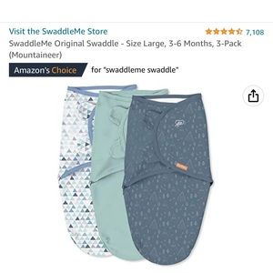 SwaddleMe swaddles size large. 3 pack. Mountaineer color scheme.